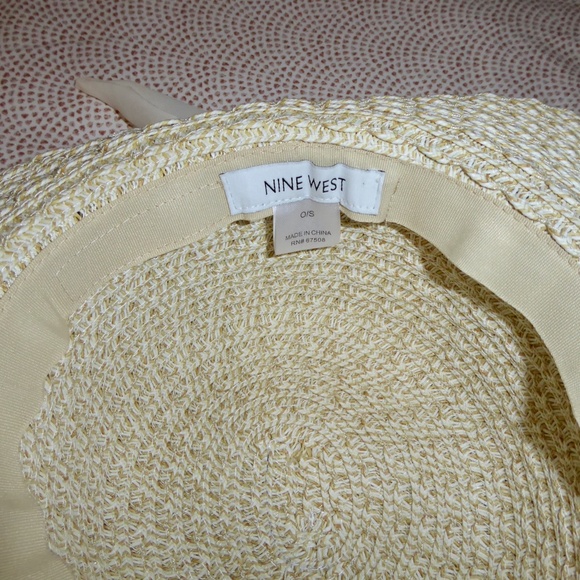 NINE WEST IVORY SUN HAT SCARF BOW FOLDED BACK FLOPPY FLIP UP O/S CREAM PACKABLE - Picture 5 of 8